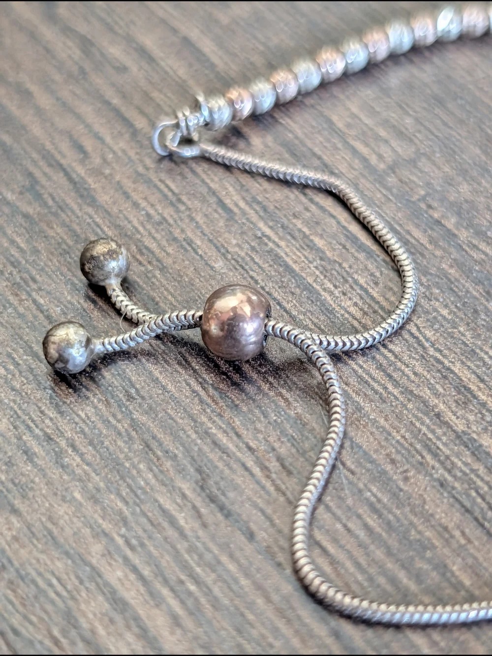 DYADEMA Italy 925 Sterling Silver Adjustable Bead Charm Silver/Bronze Bracelet